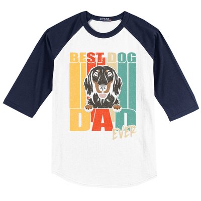 Best Dog Dad Ever Black And Tan Longhaired Dachshund Lover Meaningful Gift Baseball Sleeve Shirt