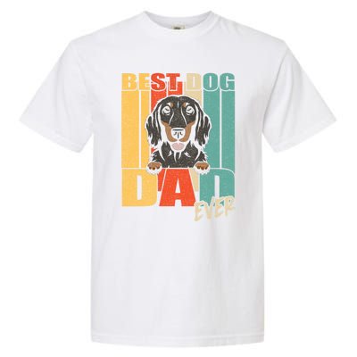 Best Dog Dad Ever Black And Tan Longhaired Dachshund Lover Meaningful Gift Garment-Dyed Heavyweight T-Shirt