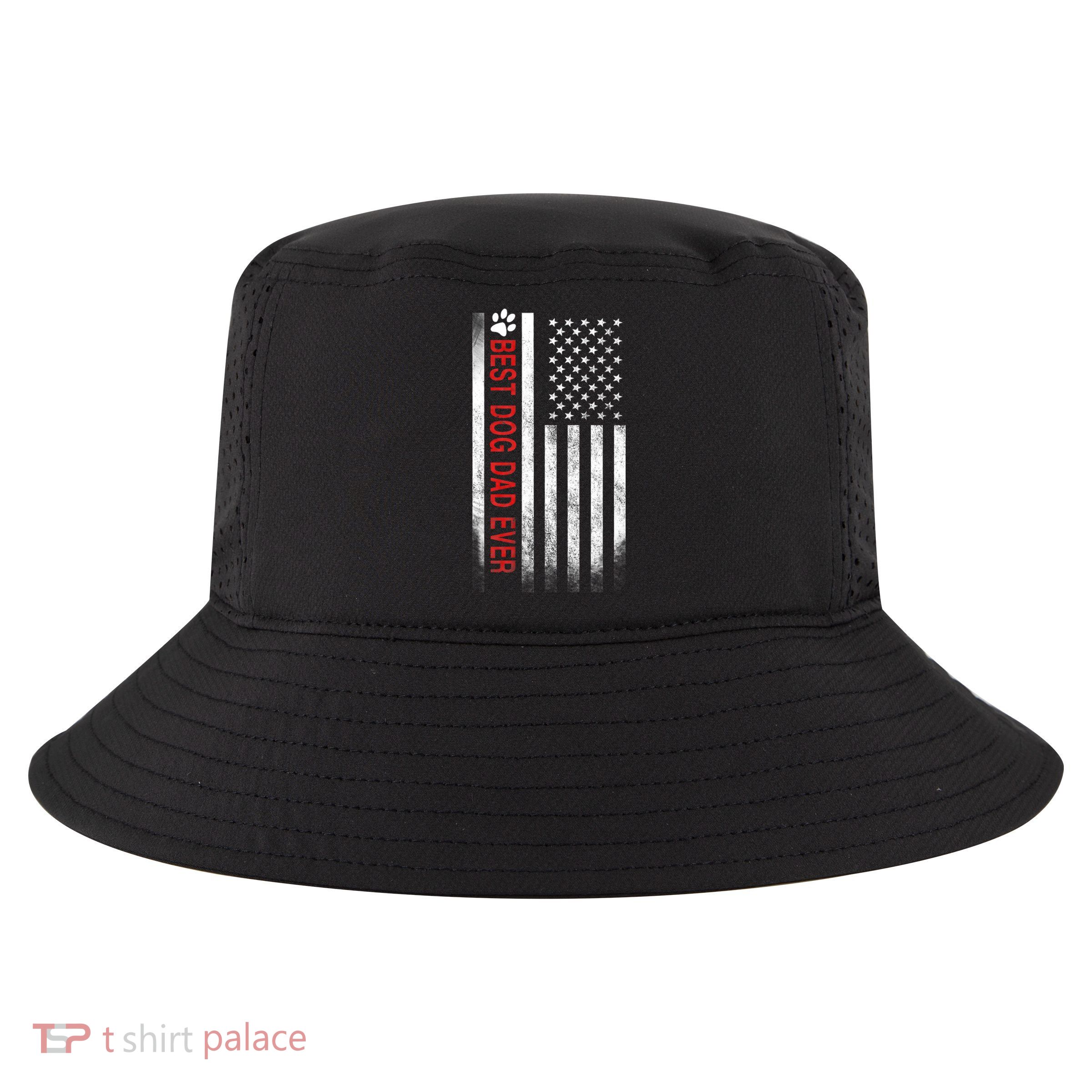 Best Dog Dad Ever American Flag Cool Comfort Performance Bucket Hat