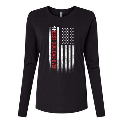 Best Dog Dad Ever American Flag Womens Cotton Relaxed Long Sleeve T-Shirt