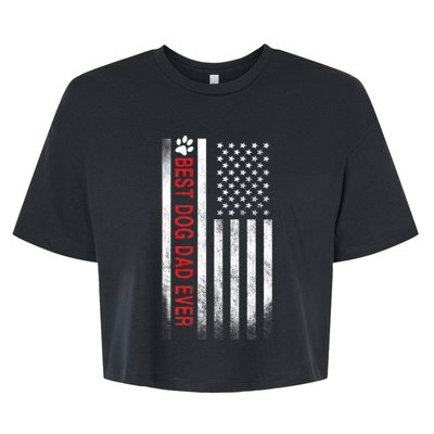 Best Dog Dad Ever American Flag Bella+Canvas Jersey Crop Tee