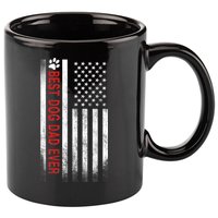 Best Dog Dad Ever American Flag 11oz C Handle Ceramic Mug