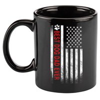 Best Dog Dad Ever American Flag 11oz C Handle Ceramic Mug