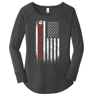 Best Dog Dad Ever American Flag Women's Perfect Tri Tunic Long Sleeve Shirt