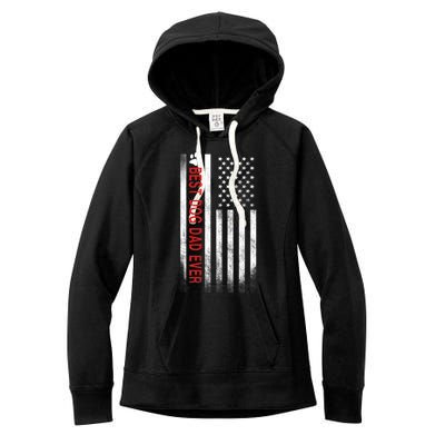 Best Dog Dad Ever American Flag Women's Fleece Hoodie