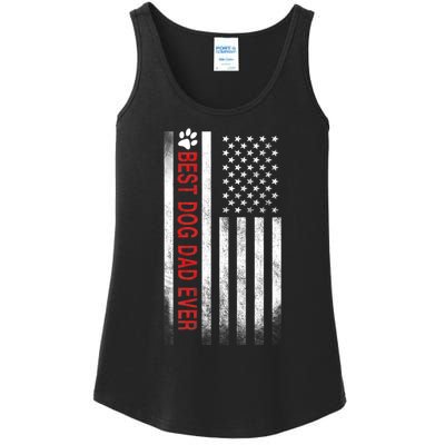 Best Dog Dad Ever American Flag Ladies Essential Tank