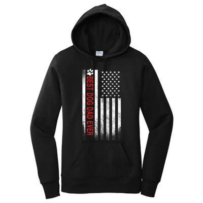 Best Dog Dad Ever American Flag Women's Pullover Hoodie