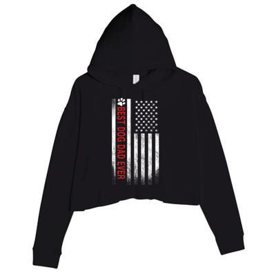 Best Dog Dad Ever American Flag Crop Fleece Hoodie