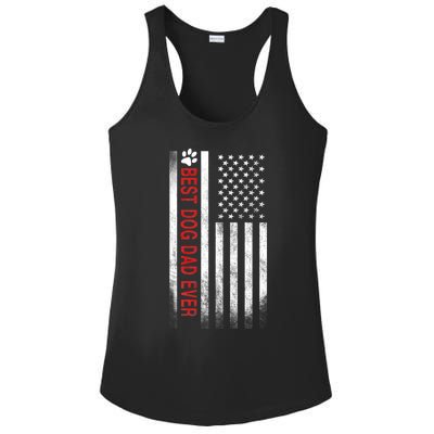 Best Dog Dad Ever American Flag Ladies PosiCharge Competitor Racerback Tank