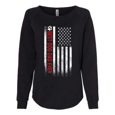 Best Dog Dad Ever American Flag Womens California Wash Sweatshirt