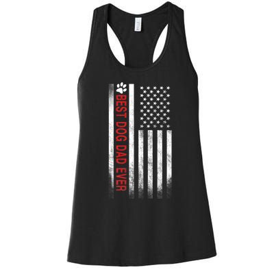 Best Dog Dad Ever American Flag Women's Racerback Tank