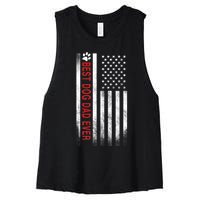 Best Dog Dad Ever American Flag Women's Racerback Cropped Tank