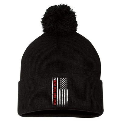 Best Dog Dad Ever American Flag Pom Pom 12in Knit Beanie