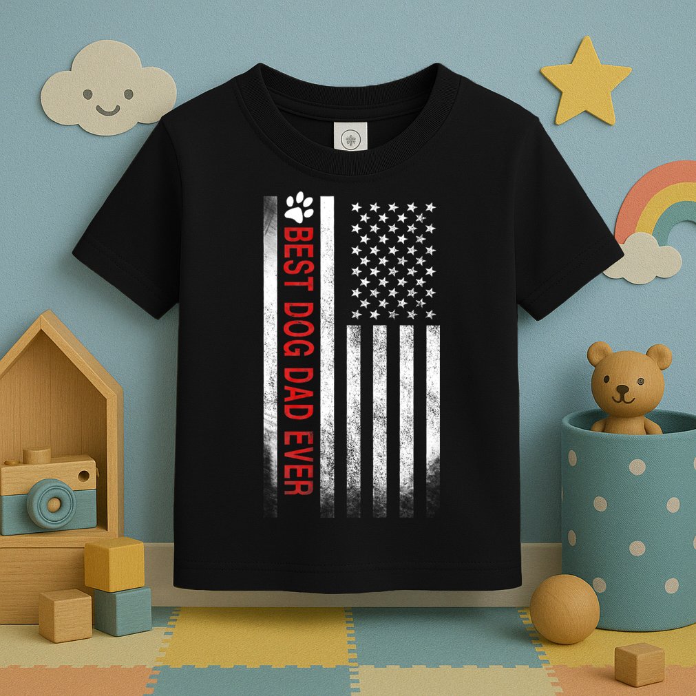 Best Dog Dad Ever American Flag Toddler T-Shirt