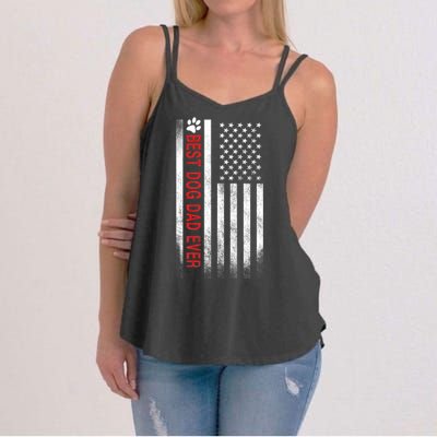 Best Dog Dad Ever American Flag Women's Strappy Tank