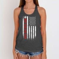 Best Dog Dad Ever American Flag Women's Knotted Racerback Tank