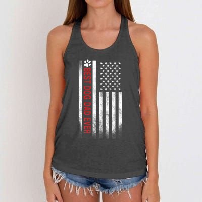 Best Dog Dad Ever American Flag Women's Knotted Racerback Tank