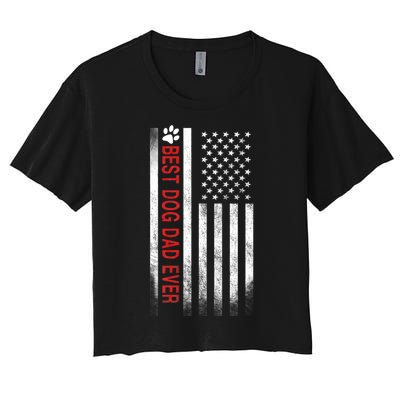 Best Dog Dad Ever American Flag Women's Crop Top Tee