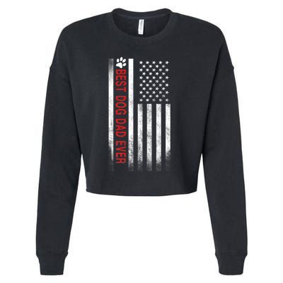 Best Dog Dad Ever American Flag Cropped Pullover Crew