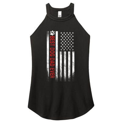 Best Dog Dad Ever American Flag Women's Perfect Tri Rocker Tank