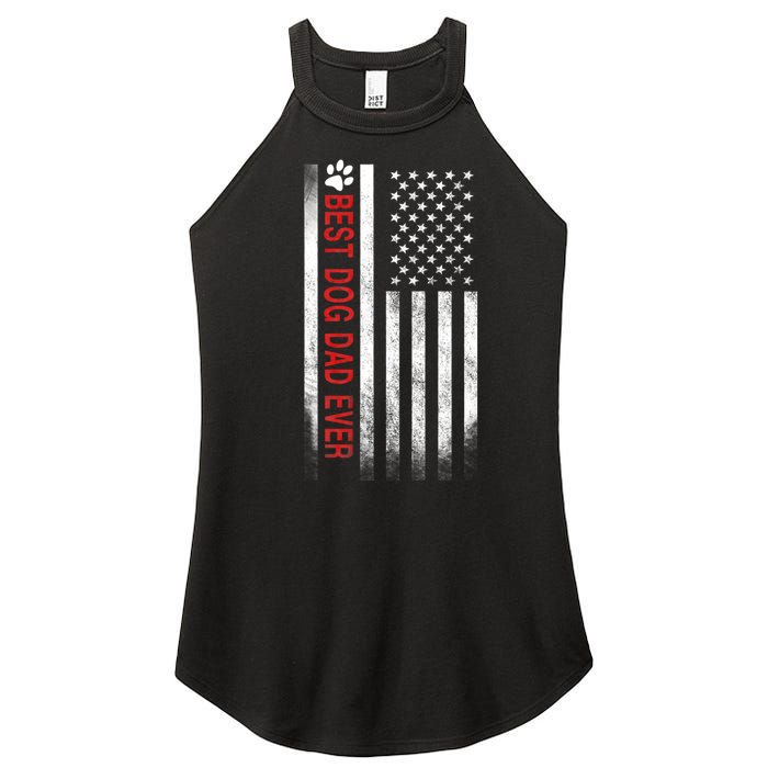 Best Dog Dad Ever American Flag Women's Perfect Tri Rocker Tank