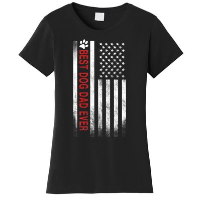 Best Dog Dad Ever American Flag Women's T-Shirt