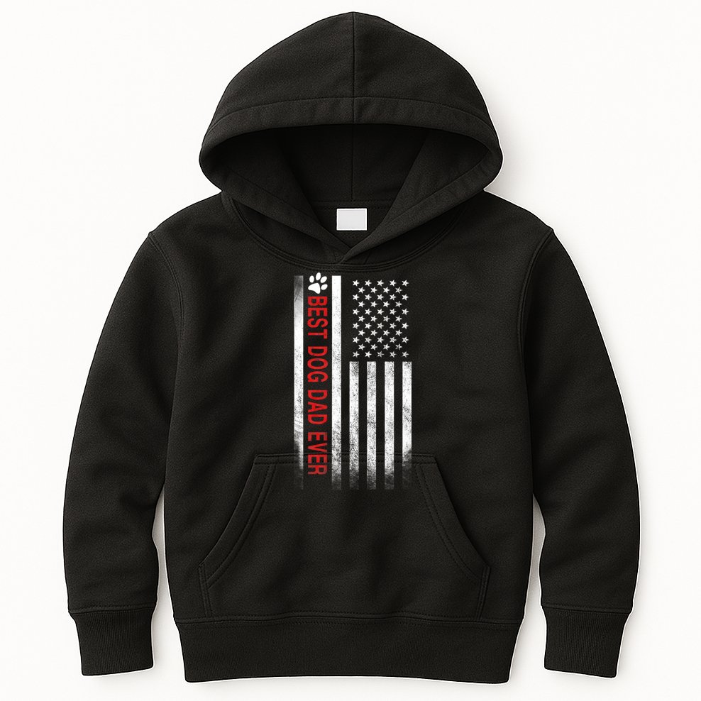 Best Dog Dad Ever American Flag Kids Hoodie