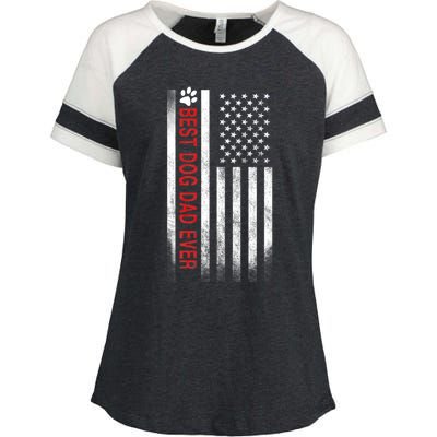 Best Dog Dad Ever American Flag Enza Ladies Jersey Colorblock Tee