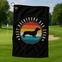 Best Dachshund Dad Ever Funny Doxie Wiener Dog Owner Golf Towel