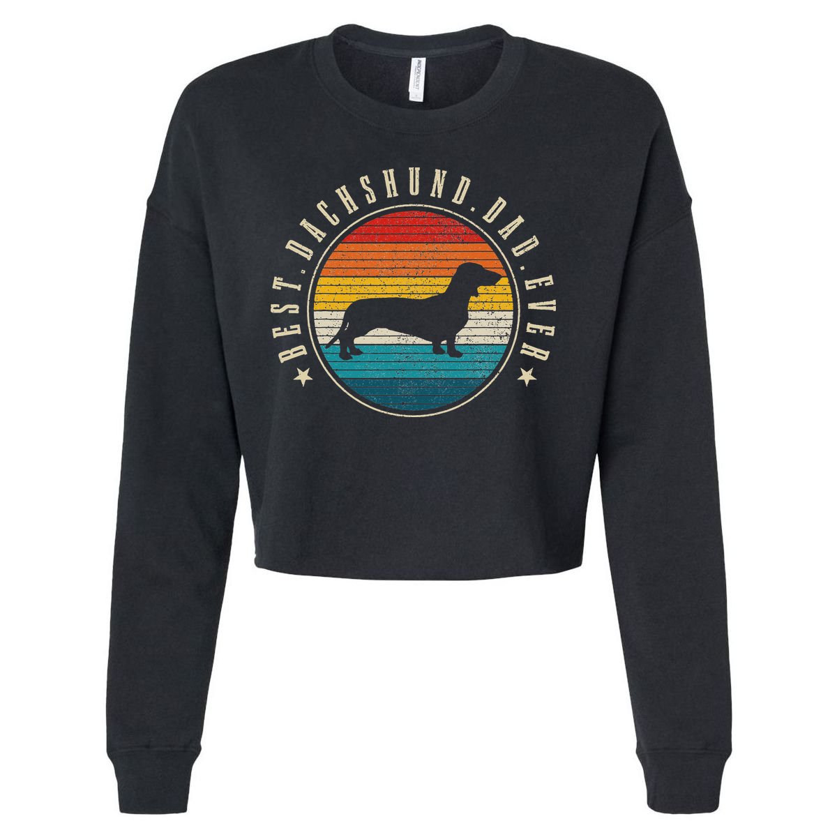 Best Dachshund Dad Ever Funny Doxie Wiener Dog Owner Cropped Pullover Crew