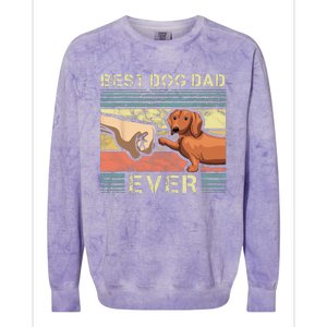 Best Dachshund Dad Ever Funny Wiener Dog Animal Lover Father Colorblast Crewneck Sweatshirt