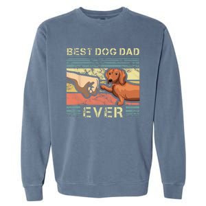 Best Dachshund Dad Ever Funny Wiener Dog Animal Lover Father Garment-Dyed Sweatshirt