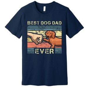 Best Dachshund Dad Ever Funny Wiener Dog Animal Lover Father Premium T-Shirt