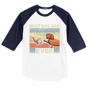 Best Dachshund Dad Ever Funny Wiener Dog Animal Lover Father Baseball Sleeve Shirt