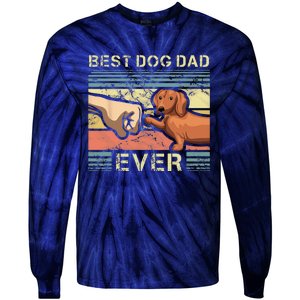 Best Dachshund Dad Ever Funny Wiener Dog Animal Lover Father Tie-Dye Long Sleeve Shirt