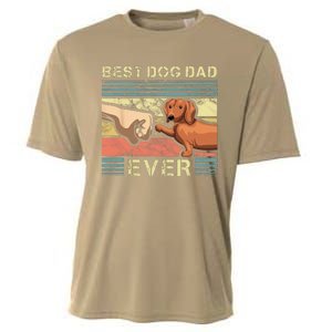 Best Dachshund Dad Ever Funny Wiener Dog Animal Lover Father Cooling Performance Crew T-Shirt