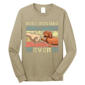 Best Dachshund Dad Ever Funny Wiener Dog Animal Lover Father Long Sleeve Shirt