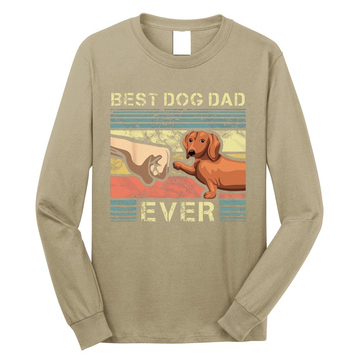 Best Dachshund Dad Ever Funny Wiener Dog Animal Lover Father Long Sleeve Shirt