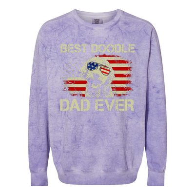 Best Doodle Dad Ever Goldendoodle 4th Of July Gift Colorblast Crewneck Sweatshirt