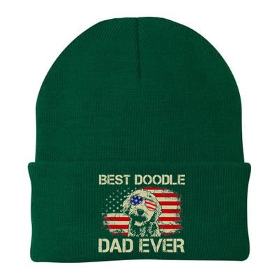 Best Doodle Dad Ever Goldendoodle 4th Of July Gift Knit Cap Winter Beanie