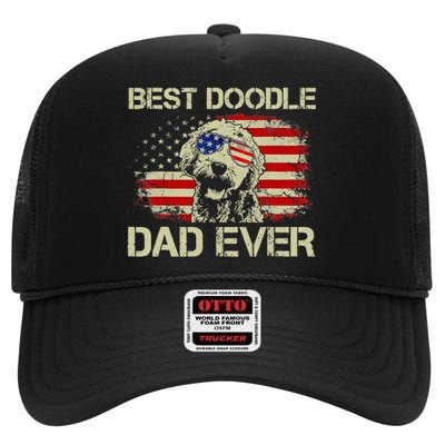 Best Doodle Dad Ever Goldendoodle 4th Of July Gift High Crown Mesh Back Trucker Hat