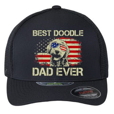 Best Doodle Dad Ever Goldendoodle 4th Of July Gift Flexfit Unipanel Trucker Cap