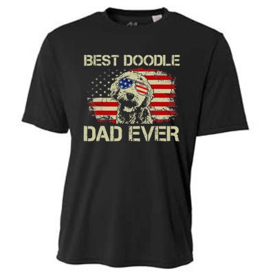 Best Doodle Dad Ever Goldendoodle 4th Of July Gift Cooling Performance Crew T-Shirt