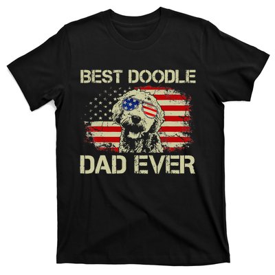 Best Doodle Dad Ever Goldendoodle 4th Of July Gift T-Shirt