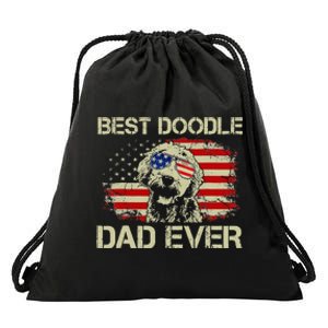 Best Doodle Dad Ever Goldendoodle 4th Of July Gift Drawstring Bag