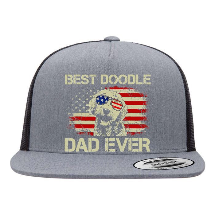 Best Doodle Dad Ever Goldendoodle 4th Of July Gift Flat Bill Trucker Hat