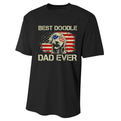 Best Doodle Dad Ever Goldendoodle 4th Of July Gift Performance Sprint T-Shirt