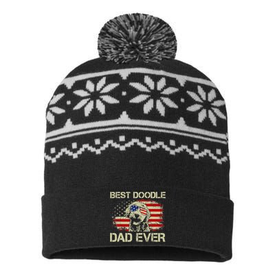 Best Doodle Dad Ever Goldendoodle 4th Of July Gift USA-Made Snowflake Beanie