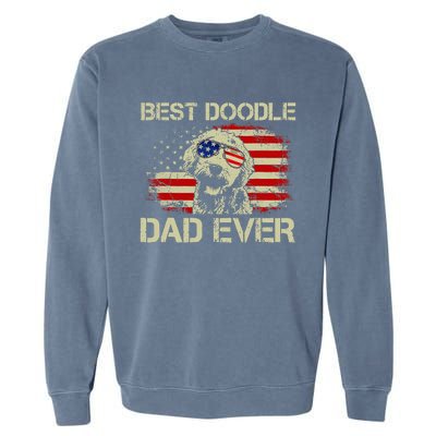 Best Doodle Dad Ever Goldendoodle 4th Of July Gift Garment-Dyed Sweatshirt