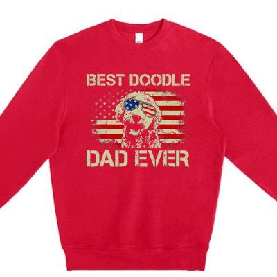 Best Doodle Dad Ever Goldendoodle 4th Of July Gift Premium Crewneck Sweatshirt